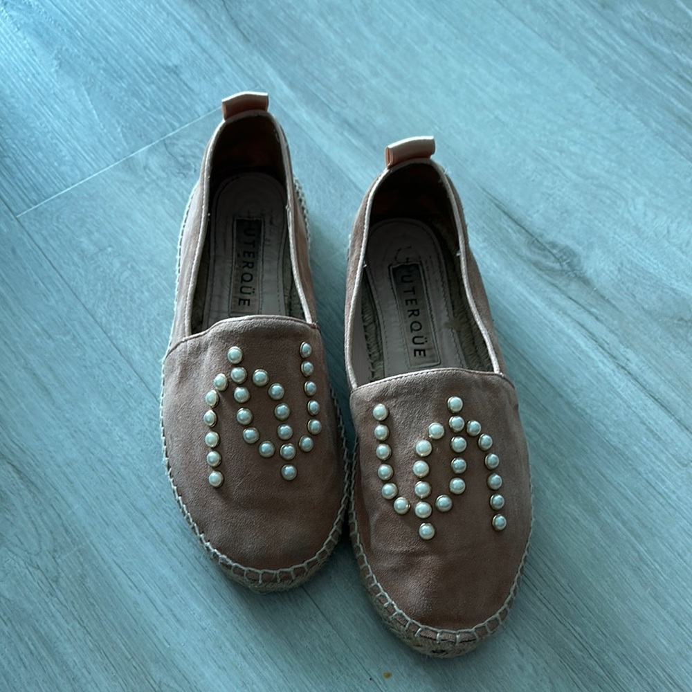 Uterque Tan Espadrilles with Studded Design